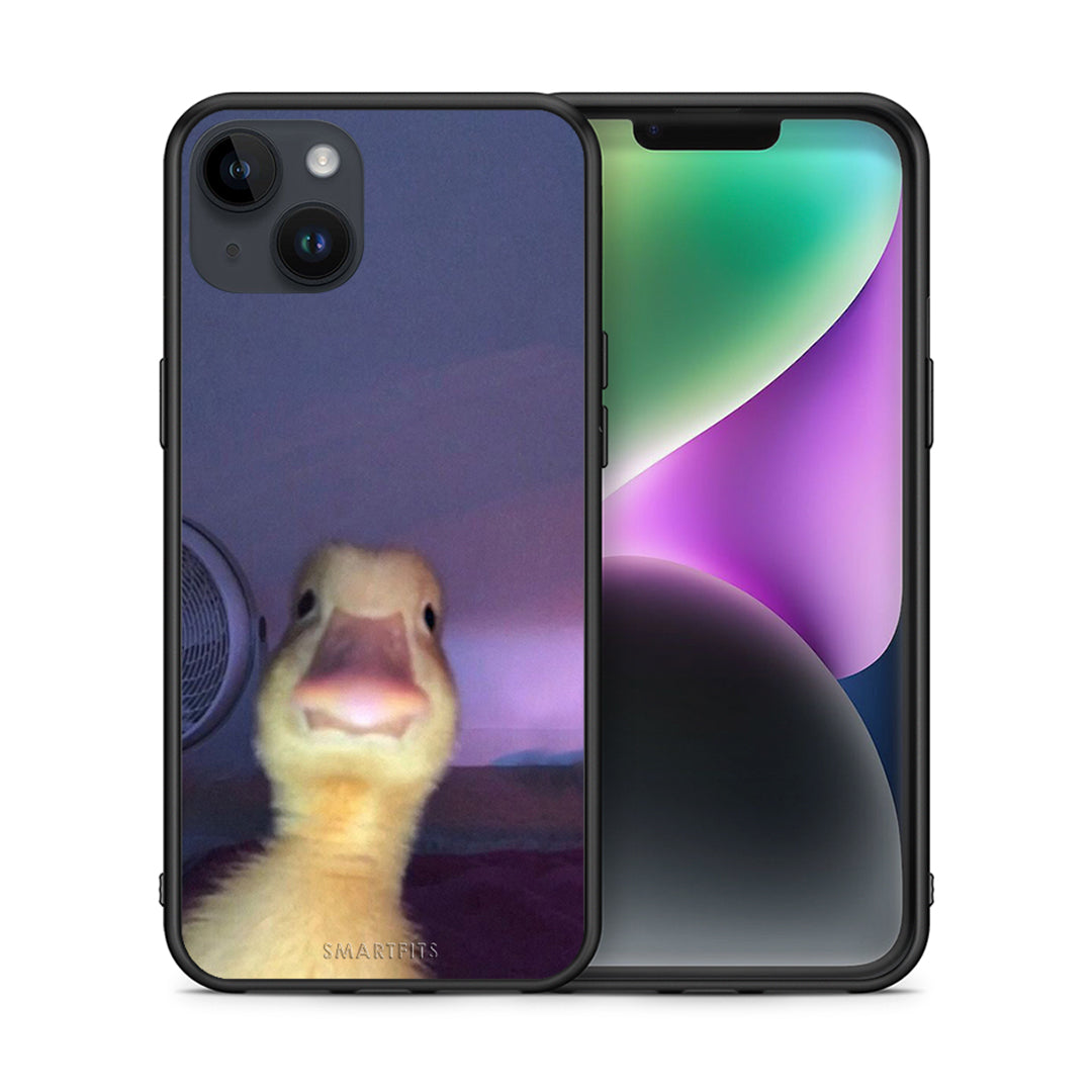 Θήκη iPhone 14 Plus Meme Duck από τη Smartfits με σχέδιο στο πίσω μέρος και μαύρο περίβλημα | iPhone 14 Plus Meme Duck case with colorful back and black bezels