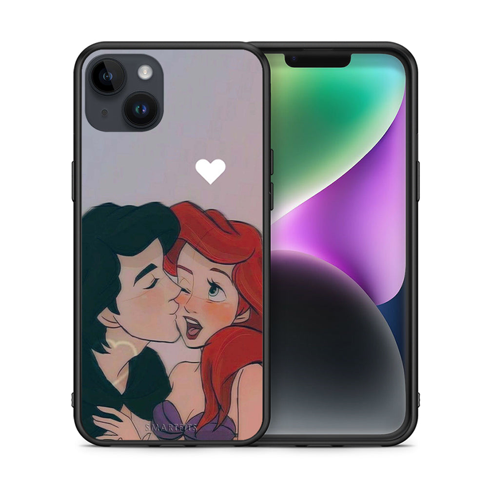 Θήκη Αγίου Βαλεντίνου iPhone 14 Plus Mermaid Love από τη Smartfits με σχέδιο στο πίσω μέρος και μαύρο περίβλημα | iPhone 14 Plus Mermaid Love case with colorful back and black bezels
