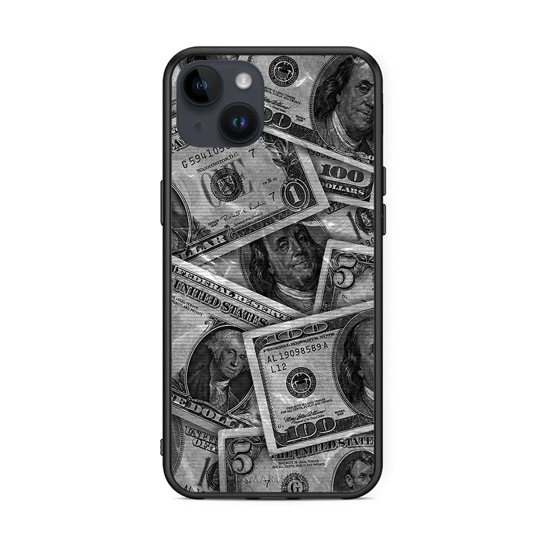 iPhone 14 Plus Money Dollars θήκη από τη Smartfits με σχέδιο στο πίσω μέρος και μαύρο περίβλημα | Smartphone case with colorful back and black bezels by Smartfits