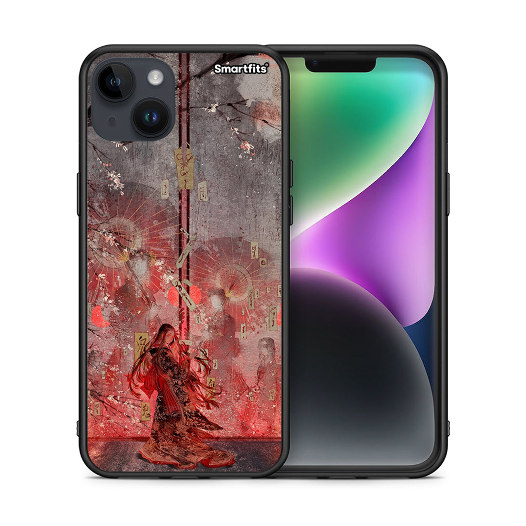Θήκη iPhone 15 Plus Nezuko Kamado από τη Smartfits με σχέδιο στο πίσω μέρος και μαύρο περίβλημα | iPhone 15 Plus Nezuko Kamado case with colorful back and black bezels