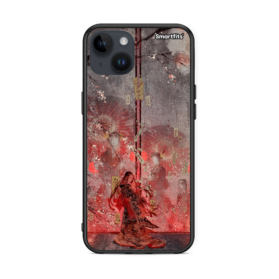 iPhone 15 Plus Nezuko Kamado θήκη από τη Smartfits με σχέδιο στο πίσω μέρος και μαύρο περίβλημα | Smartphone case with colorful back and black bezels by Smartfits