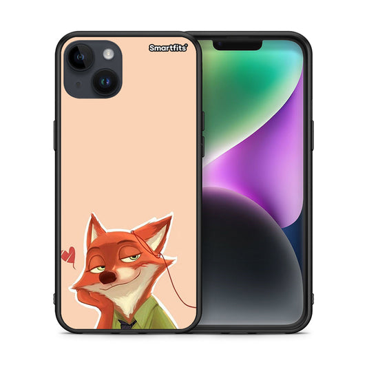 Θήκη iPhone 15 Plus Nick Wilde And Judy Hopps Love 1 από τη Smartfits με σχέδιο στο πίσω μέρος και μαύρο περίβλημα | iPhone 15 Plus Nick Wilde And Judy Hopps Love 1 case with colorful back and black bezels