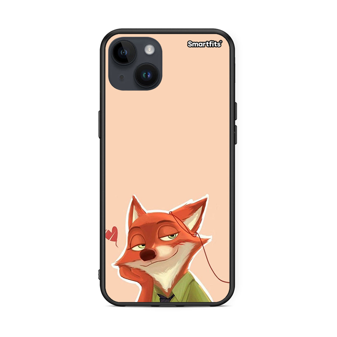 iPhone 15 Plus Nick Wilde And Judy Hopps Love 1 θήκη από τη Smartfits με σχέδιο στο πίσω μέρος και μαύρο περίβλημα | Smartphone case with colorful back and black bezels by Smartfits