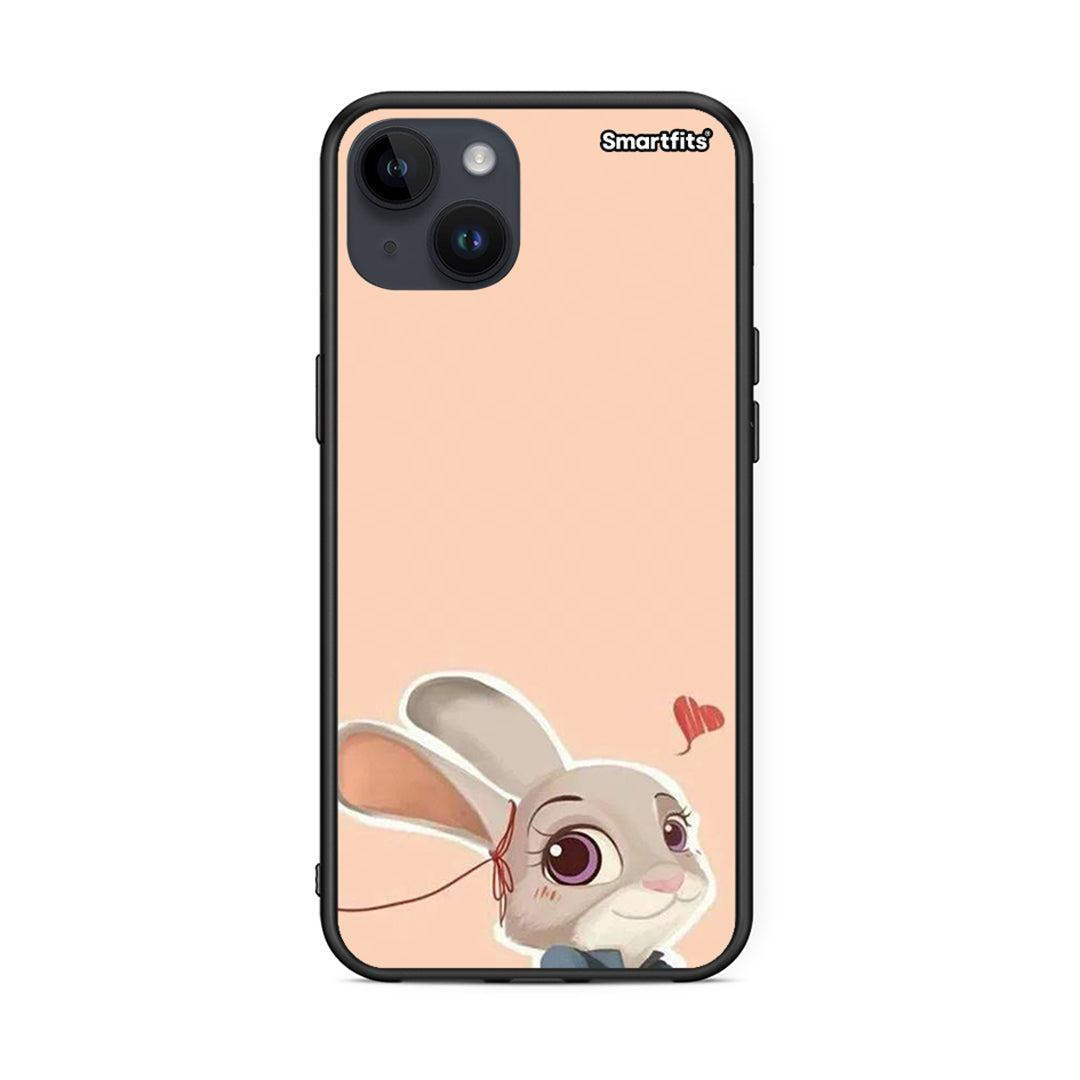 iPhone 15 Plus Nick Wilde And Judy Hopps Love 2 θήκη από τη Smartfits με σχέδιο στο πίσω μέρος και μαύρο περίβλημα | Smartphone case with colorful back and black bezels by Smartfits