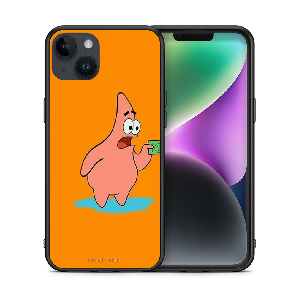 Θήκη Αγίου Βαλεντίνου iPhone 15 Plus No Money 1 από τη Smartfits με σχέδιο στο πίσω μέρος και μαύρο περίβλημα | iPhone 15 Plus No Money 1 case with colorful back and black bezels