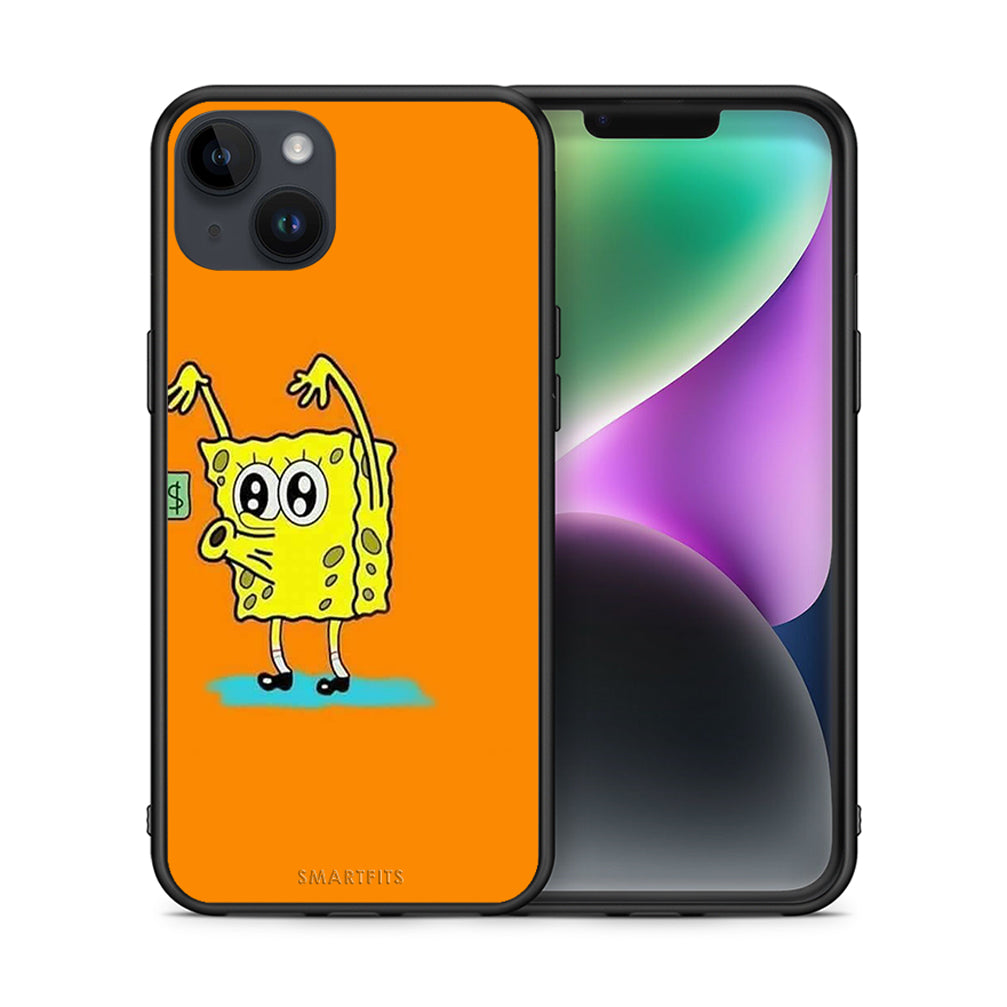 Θήκη Αγίου Βαλεντίνου iPhone 15 Plus No Money 2 από τη Smartfits με σχέδιο στο πίσω μέρος και μαύρο περίβλημα | iPhone 15 Plus No Money 2 case with colorful back and black bezels