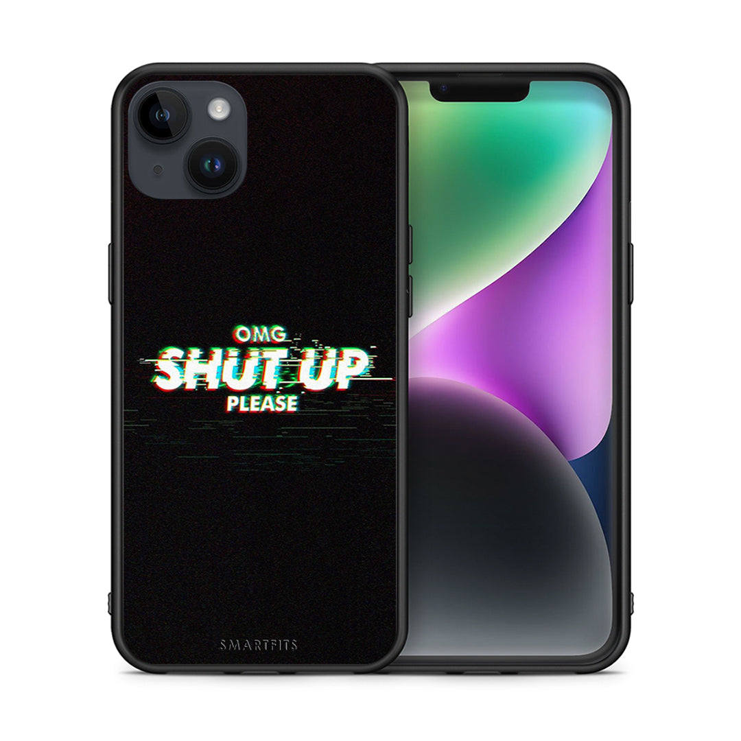 Θήκη iPhone 15 Plus OMG ShutUp από τη Smartfits με σχέδιο στο πίσω μέρος και μαύρο περίβλημα | iPhone 15 Plus OMG ShutUp case with colorful back and black bezels