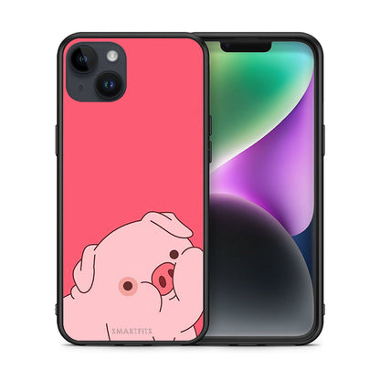 Θήκη Αγίου Βαλεντίνου iPhone 14 Plus Pig Love 1 από τη Smartfits με σχέδιο στο πίσω μέρος και μαύρο περίβλημα | iPhone 14 Plus Pig Love 1 case with colorful back and black bezels