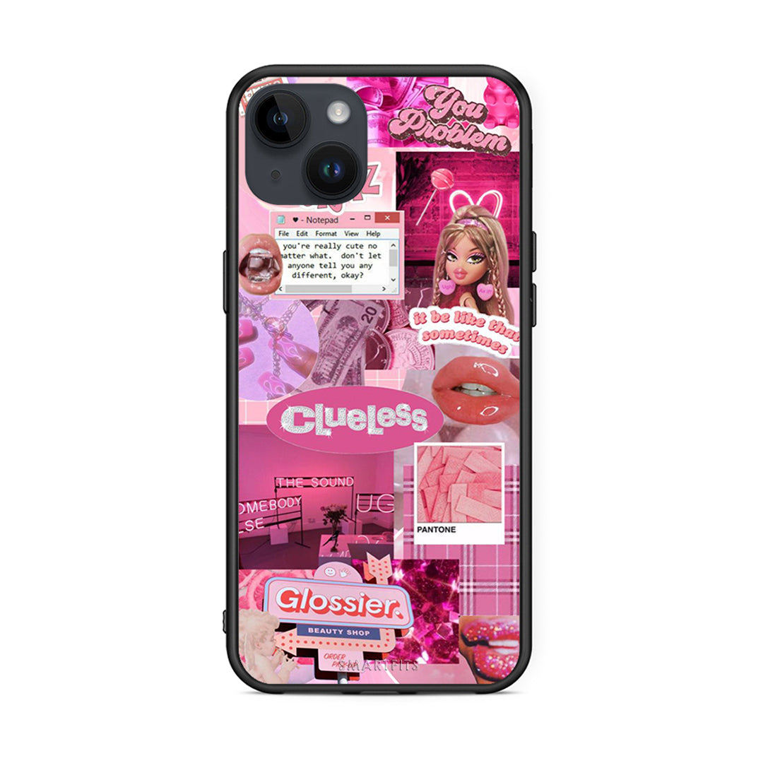 iPhone 15 Plus Pink Love Θήκη Αγίου Βαλεντίνου από τη Smartfits με σχέδιο στο πίσω μέρος και μαύρο περίβλημα | Smartphone case with colorful back and black bezels by Smartfits