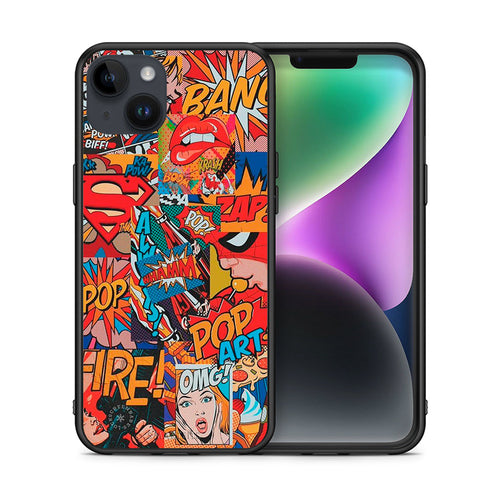 Θήκη iPhone 15 Plus PopArt OMG από τη Smartfits με σχέδιο στο πίσω μέρος και μαύρο περίβλημα | iPhone 15 Plus PopArt OMG case with colorful back and black bezels
