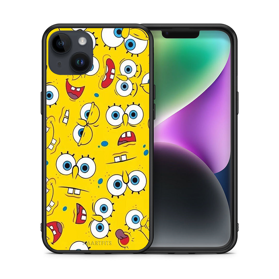 Θήκη iPhone 14 Plus Sponge PopArt από τη Smartfits με σχέδιο στο πίσω μέρος και μαύρο περίβλημα | iPhone 14 Plus Sponge PopArt case with colorful back and black bezels