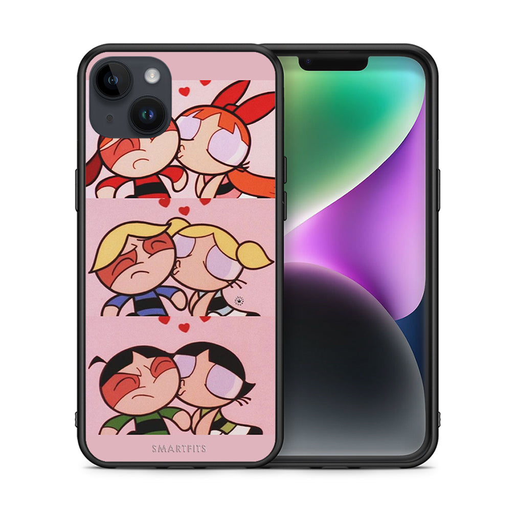 Θήκη Αγίου Βαλεντίνου iPhone 14 Plus Puff Love από τη Smartfits με σχέδιο στο πίσω μέρος και μαύρο περίβλημα | iPhone 14 Plus Puff Love case with colorful back and black bezels
