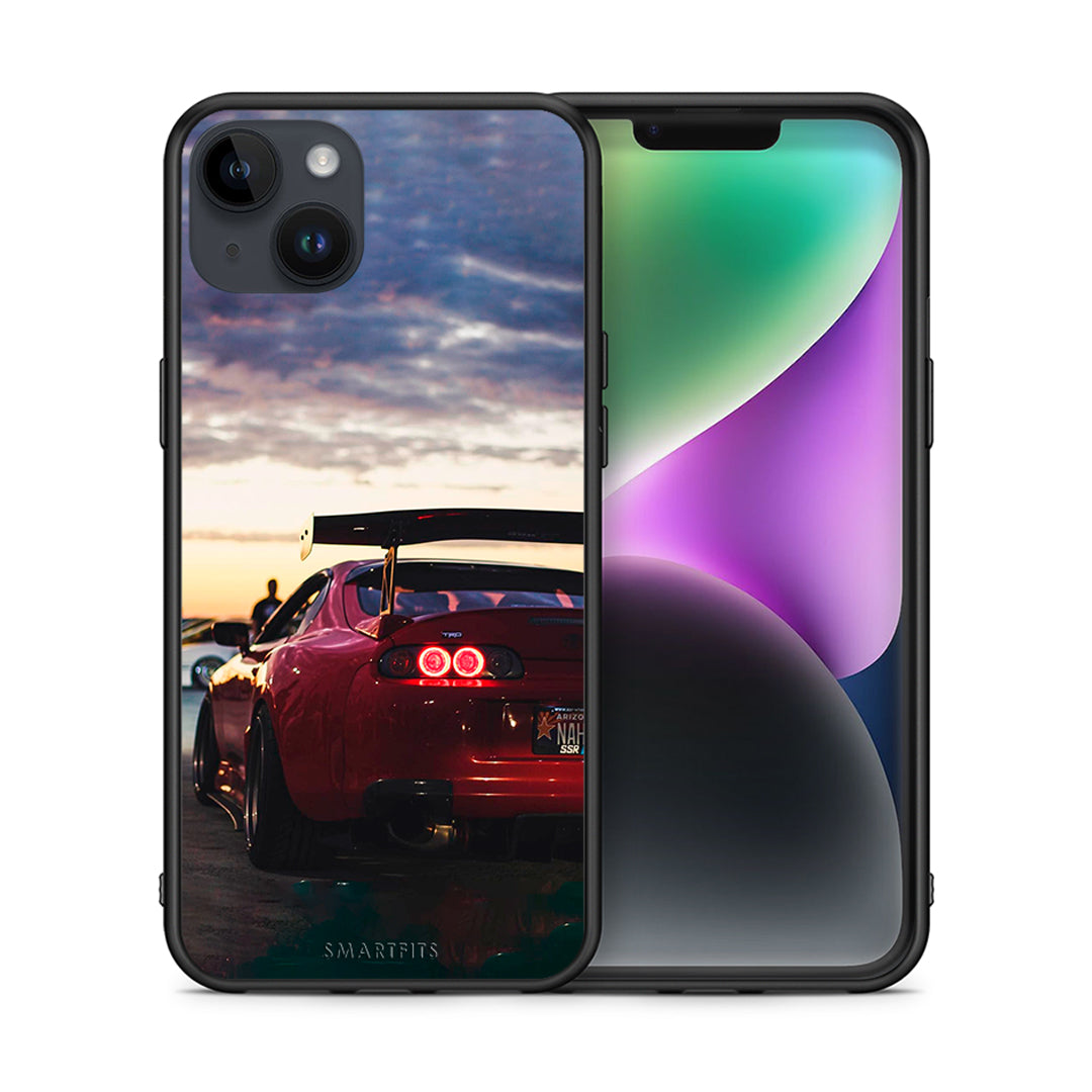 Θήκη iPhone 15 Plus Racing Supra από τη Smartfits με σχέδιο στο πίσω μέρος και μαύρο περίβλημα | iPhone 15 Plus Racing Supra case with colorful back and black bezels