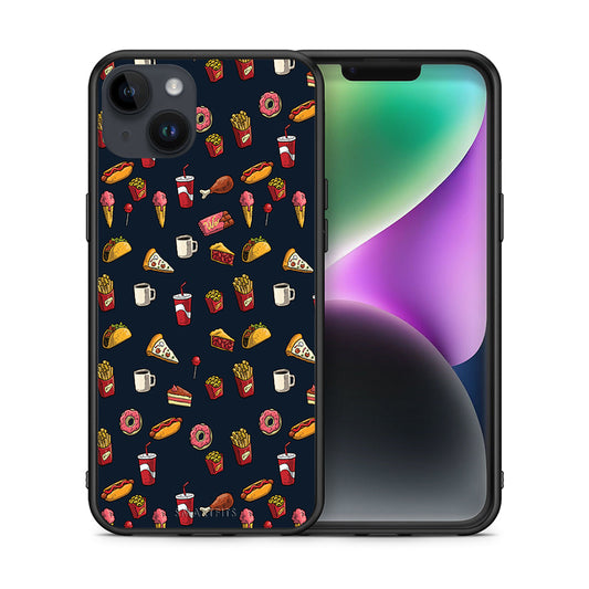 Θήκη iPhone 15 Plus Hungry Random από τη Smartfits με σχέδιο στο πίσω μέρος και μαύρο περίβλημα | iPhone 15 Plus Hungry Random case with colorful back and black bezels