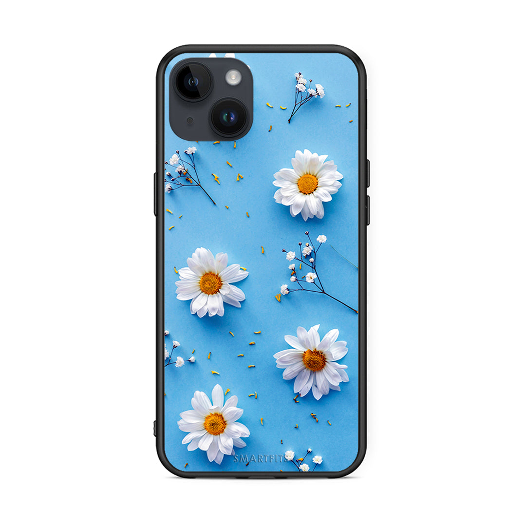 iPhone 14 Plus Real Daisies θήκη από τη Smartfits με σχέδιο στο πίσω μέρος και μαύρο περίβλημα | Smartphone case with colorful back and black bezels by Smartfits