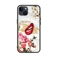 Thumbnail for iPhone 14 Plus Red Lips θήκη από τη Smartfits με σχέδιο στο πίσω μέρος και μαύρο περίβλημα | Smartphone case with colorful back and black bezels by Smartfits