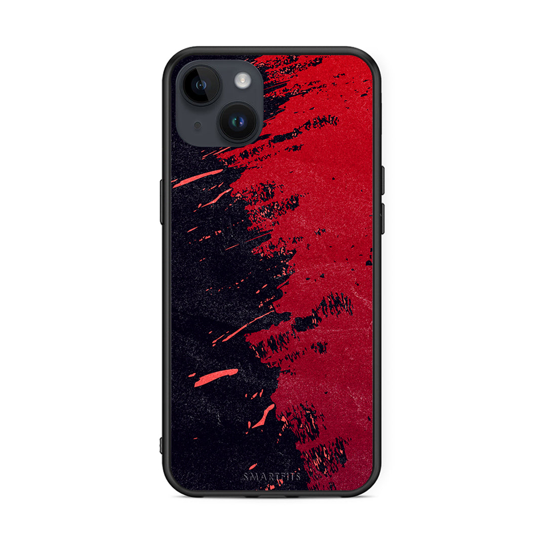 iPhone 15 Plus Red Paint Θήκη Αγίου Βαλεντίνου από τη Smartfits με σχέδιο στο πίσω μέρος και μαύρο περίβλημα | Smartphone case with colorful back and black bezels by Smartfits