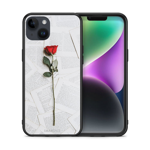 Θήκη iPhone 14 Plus Red Rose από τη Smartfits με σχέδιο στο πίσω μέρος και μαύρο περίβλημα | iPhone 14 Plus Red Rose case with colorful back and black bezels