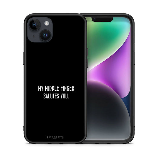 Θήκη iPhone 15 Plus Salute από τη Smartfits με σχέδιο στο πίσω μέρος και μαύρο περίβλημα | iPhone 15 Plus Salute case with colorful back and black bezels