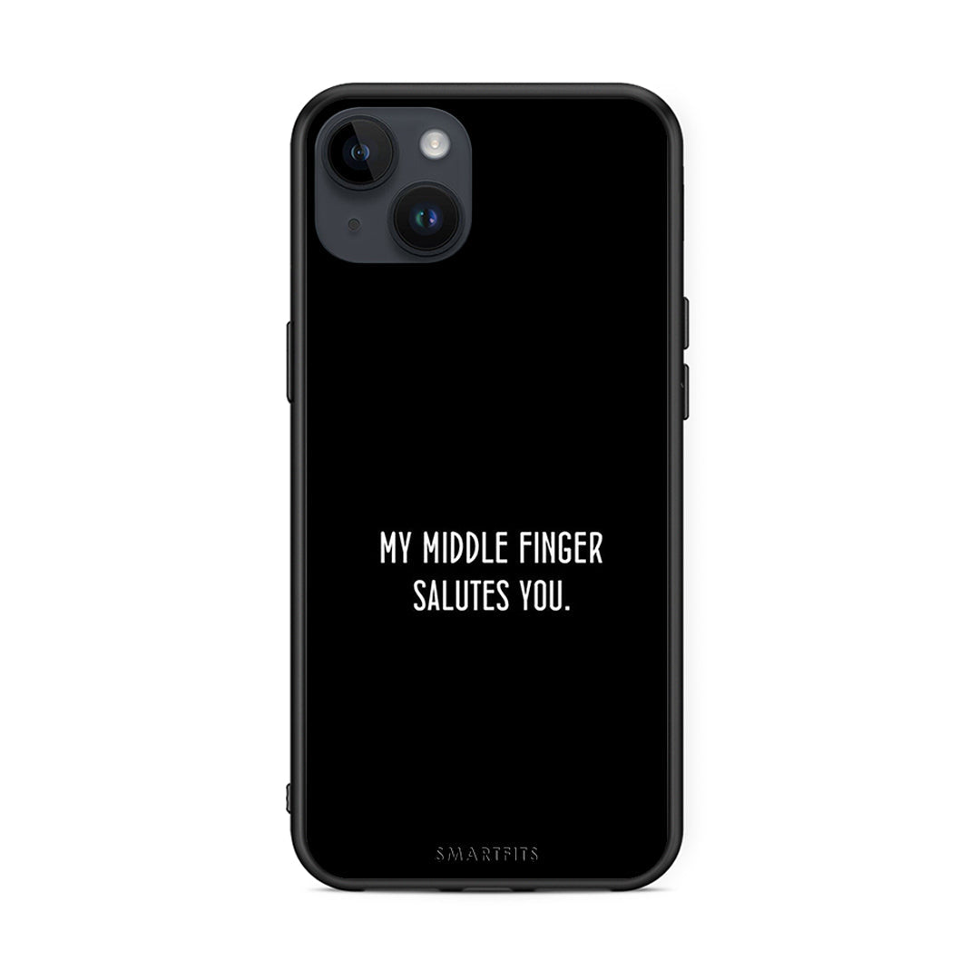 iPhone 15 Plus Salute θήκη από τη Smartfits με σχέδιο στο πίσω μέρος και μαύρο περίβλημα | Smartphone case with colorful back and black bezels by Smartfits