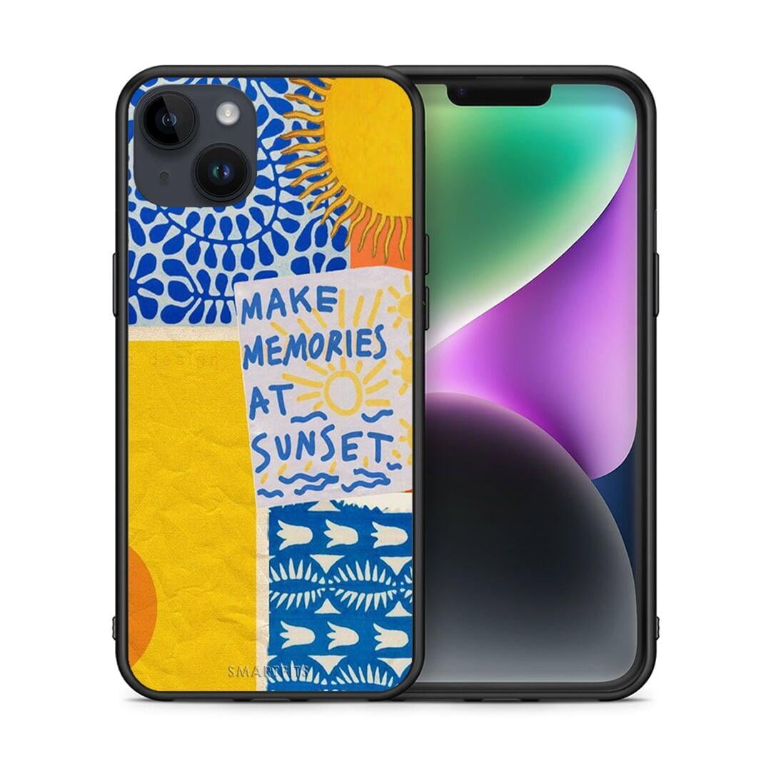 Θήκη iPhone 15 Plus Sunset Memories από τη Smartfits με σχέδιο στο πίσω μέρος και μαύρο περίβλημα | iPhone 15 Plus Sunset Memories case with colorful back and black bezels