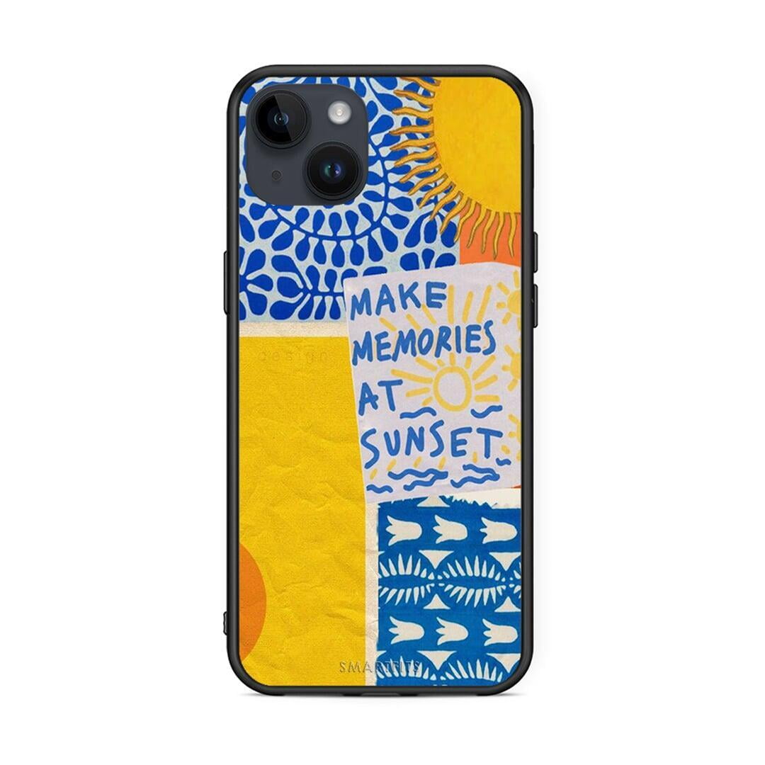 iPhone 15 Plus Sunset Memories Θήκη από τη Smartfits με σχέδιο στο πίσω μέρος και μαύρο περίβλημα | Smartphone case with colorful back and black bezels by Smartfits