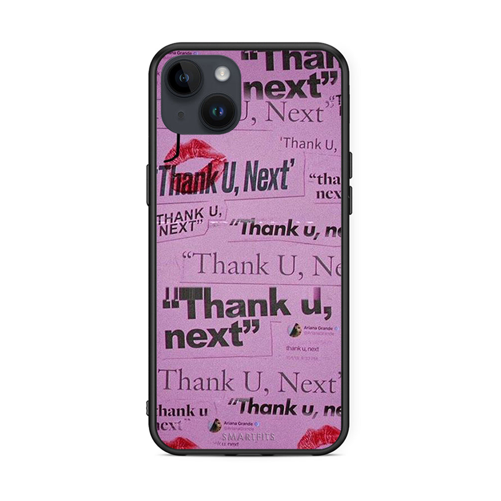 iPhone 14 Plus Thank You Next Θήκη Αγίου Βαλεντίνου από τη Smartfits με σχέδιο στο πίσω μέρος και μαύρο περίβλημα | Smartphone case with colorful back and black bezels by Smartfits