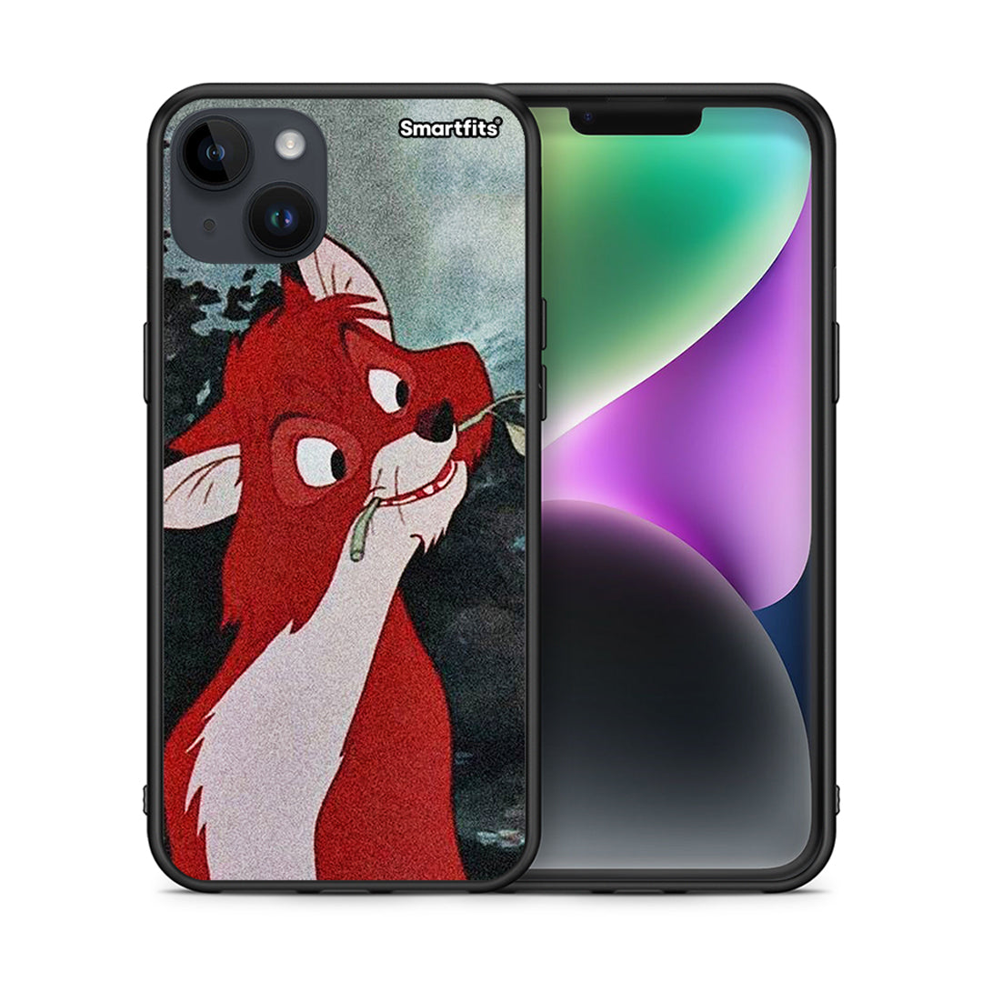 Θήκη iPhone 15 Plus Tod And Vixey Love 1 από τη Smartfits με σχέδιο στο πίσω μέρος και μαύρο περίβλημα | iPhone 15 Plus Tod And Vixey Love 1 case with colorful back and black bezels