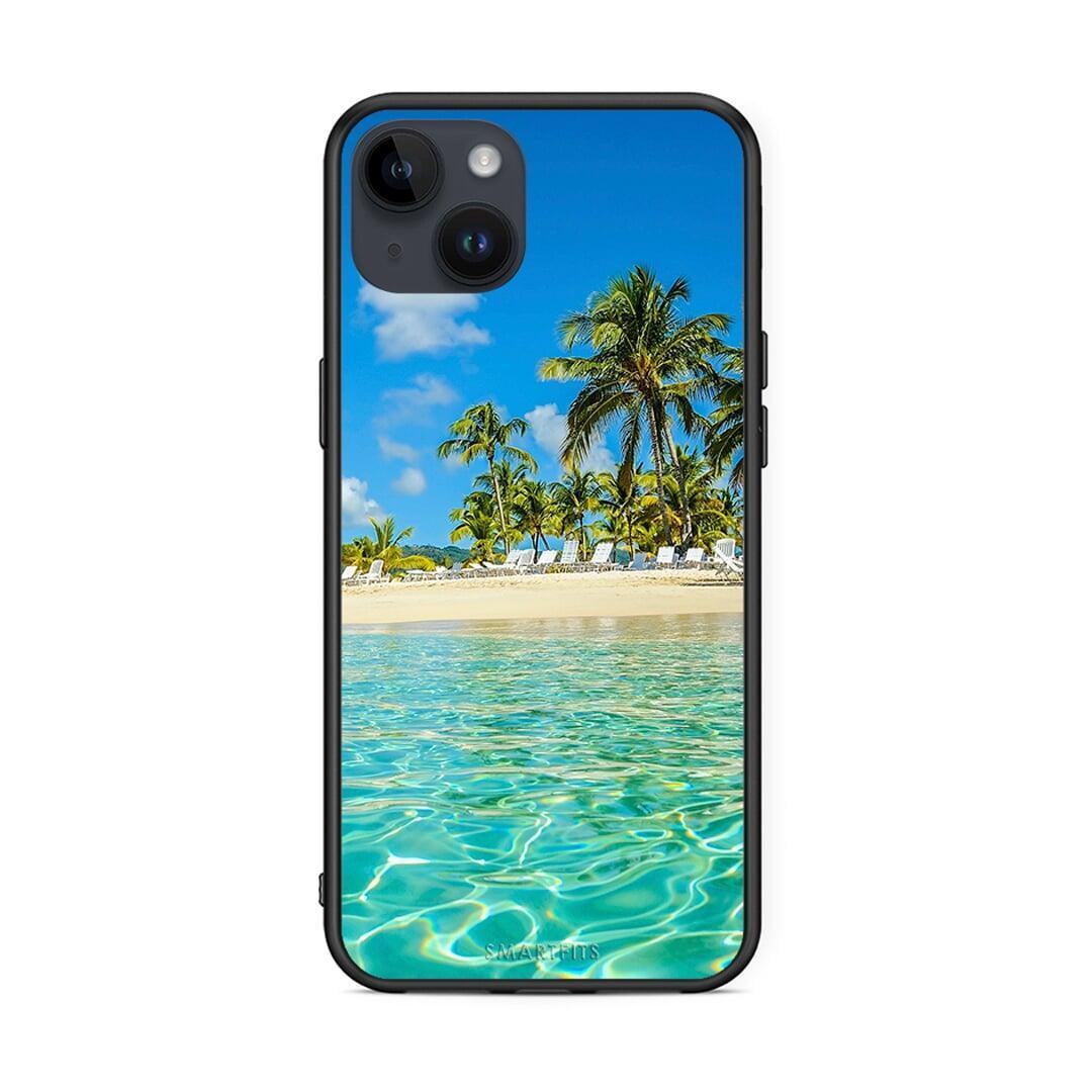 iPhone 15 Plus Tropical Vibes Θήκη από τη Smartfits με σχέδιο στο πίσω μέρος και μαύρο περίβλημα | Smartphone case with colorful back and black bezels by Smartfits