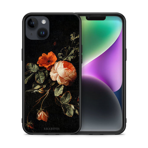 Θήκη iPhone 15 Plus Vintage Roses από τη Smartfits με σχέδιο στο πίσω μέρος και μαύρο περίβλημα | iPhone 15 Plus Vintage Roses case with colorful back and black bezels