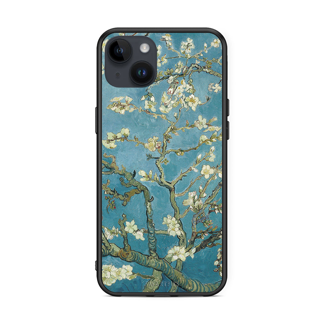 iPhone 14 Plus White Blossoms θήκη από τη Smartfits με σχέδιο στο πίσω μέρος και μαύρο περίβλημα | Smartphone case with colorful back and black bezels by Smartfits