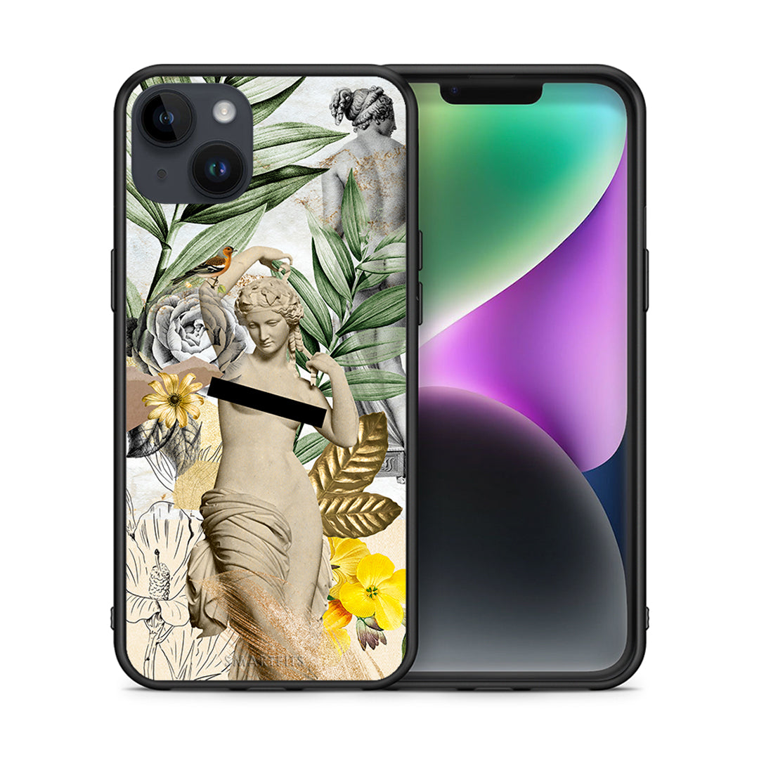 Θήκη iPhone 15 Plus Woman Statue από τη Smartfits με σχέδιο στο πίσω μέρος και μαύρο περίβλημα | iPhone 15 Plus Woman Statue case with colorful back and black bezels