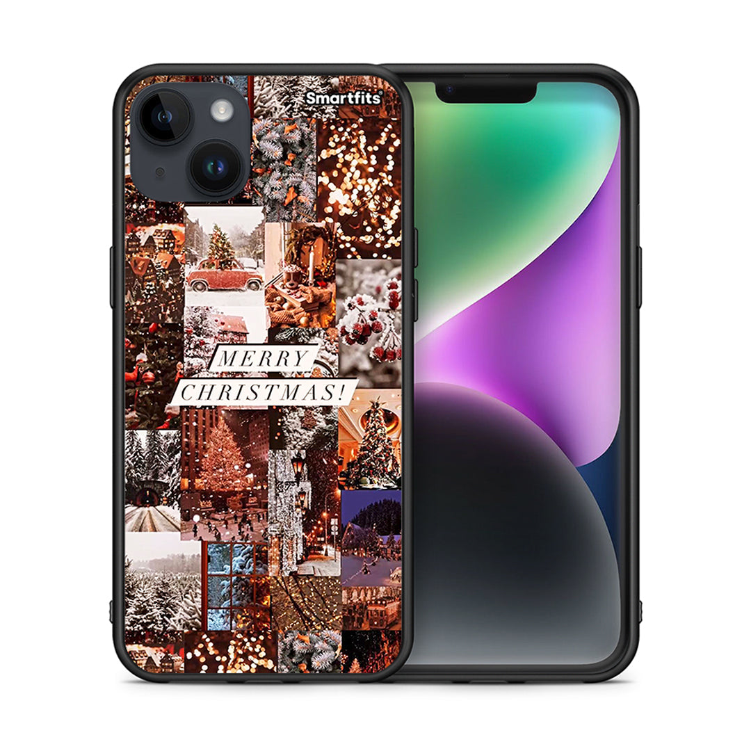 Θήκη iPhone 14 Plus Xmas Collage από τη Smartfits με σχέδιο στο πίσω μέρος και μαύρο περίβλημα | iPhone 14 Plus Xmas Collage case with colorful back and black bezels
