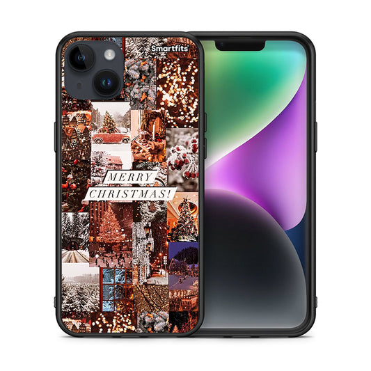 Θήκη iPhone 14 Plus Xmas Collage από τη Smartfits με σχέδιο στο πίσω μέρος και μαύρο περίβλημα | iPhone 14 Plus Xmas Collage case with colorful back and black bezels