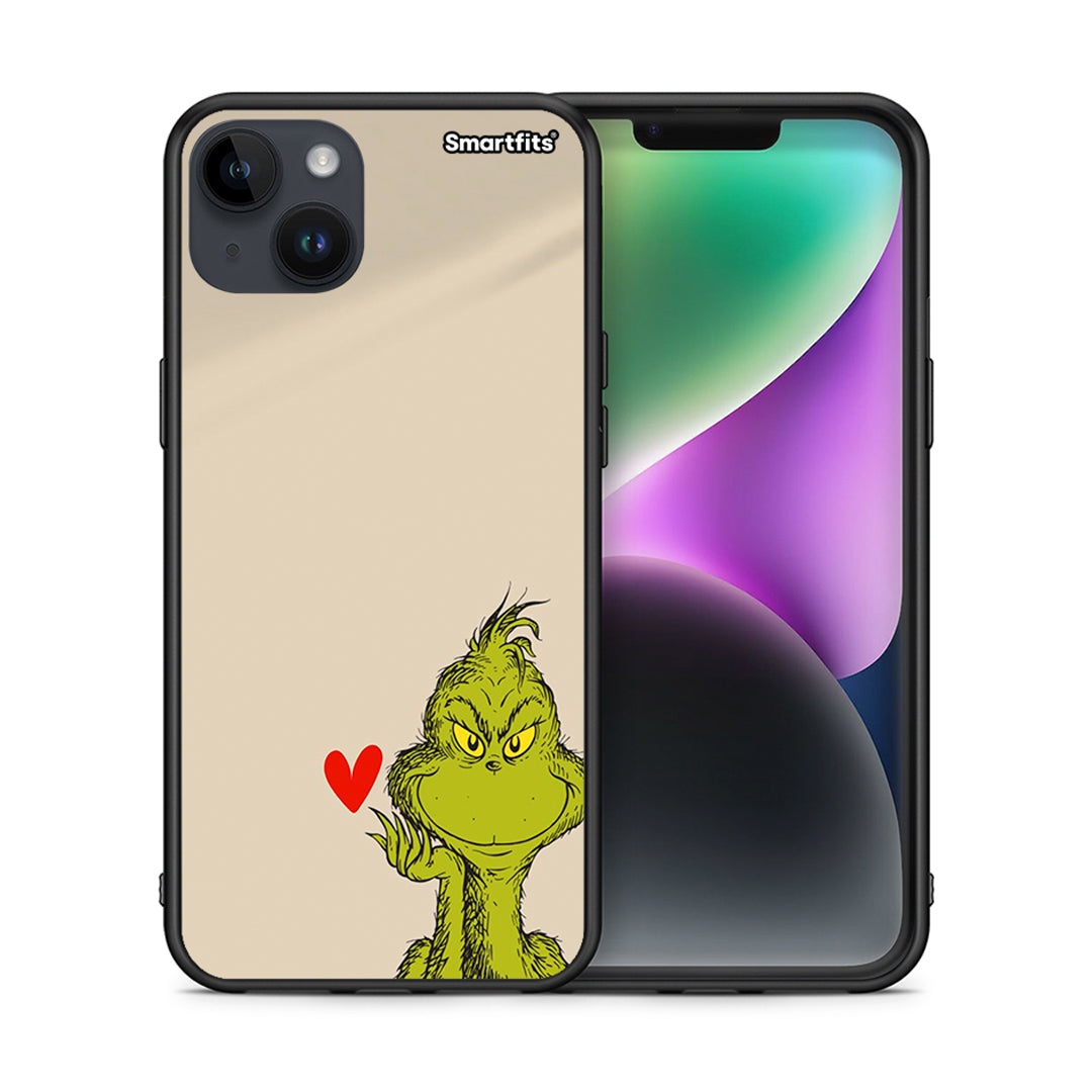 Θήκη iPhone 14 Plus Xmas Grinch από τη Smartfits με σχέδιο στο πίσω μέρος και μαύρο περίβλημα | iPhone 14 Plus Xmas Grinch case with colorful back and black bezels