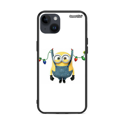 iPhone 14 Plus Xmas Minion Lights θήκη από τη Smartfits με σχέδιο στο πίσω μέρος και μαύρο περίβλημα | Smartphone case with colorful back and black bezels by Smartfits