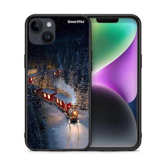 Θήκη iPhone 15 Plus Xmas Train από τη Smartfits με σχέδιο στο πίσω μέρος και μαύρο περίβλημα | iPhone 15 Plus Xmas Train case with colorful back and black bezels