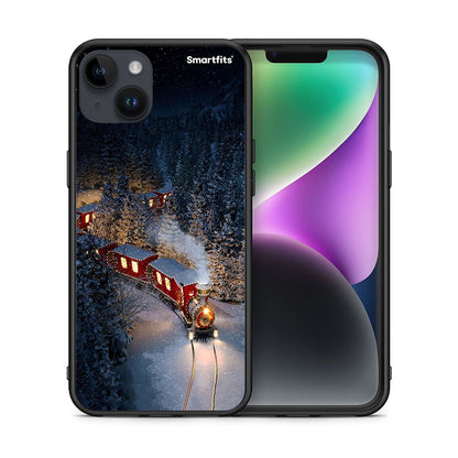 Θήκη iPhone 14 Plus Xmas Train από τη Smartfits με σχέδιο στο πίσω μέρος και μαύρο περίβλημα | iPhone 14 Plus Xmas Train case with colorful back and black bezels