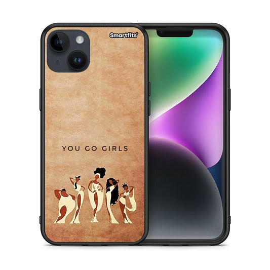 Θήκη iPhone 15 Plus You Go Girl από τη Smartfits με σχέδιο στο πίσω μέρος και μαύρο περίβλημα | iPhone 15 Plus You Go Girl case with colorful back and black bezels