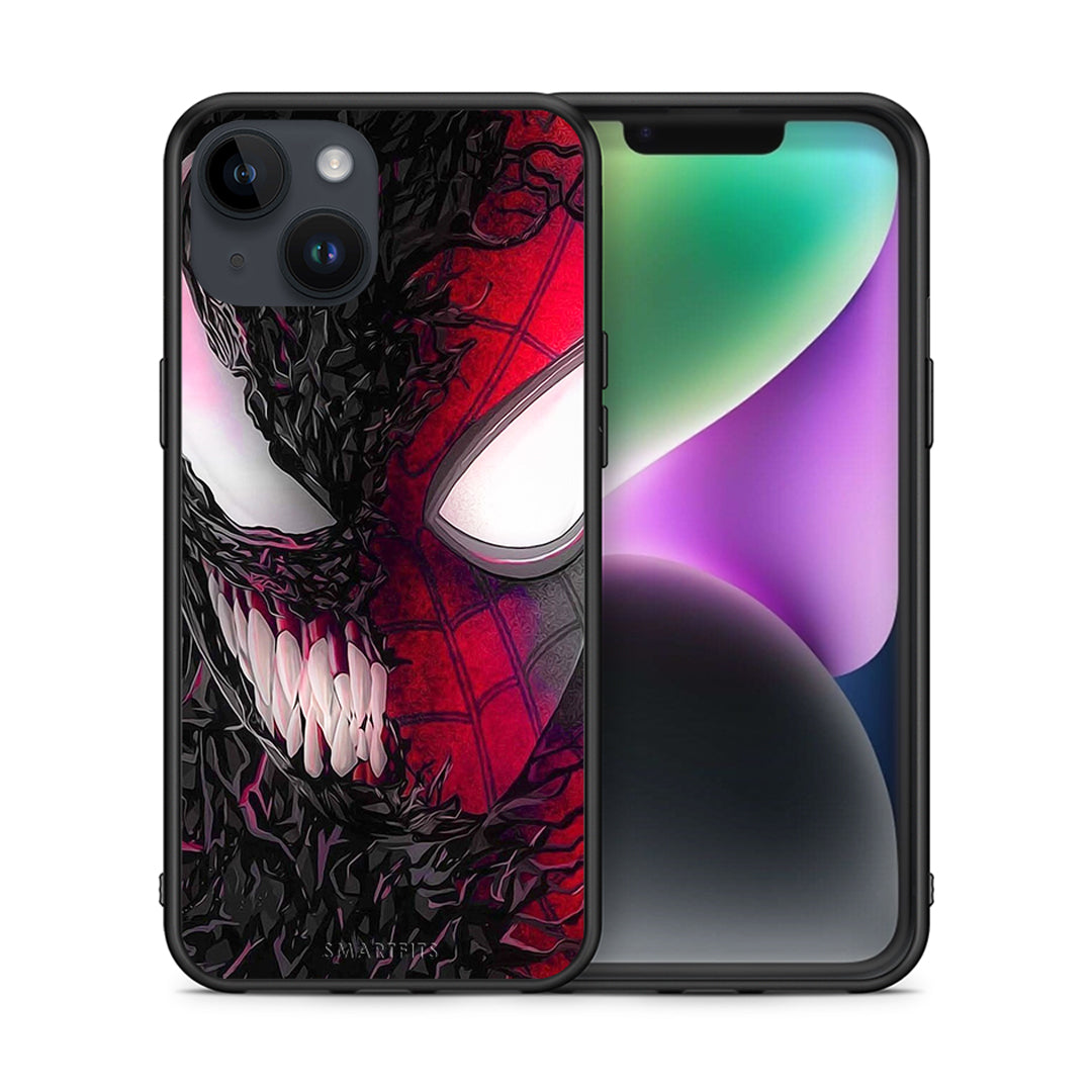 Θήκη iPhone 15 SpiderVenom PopArt από τη Smartfits με σχέδιο στο πίσω μέρος και μαύρο περίβλημα | iPhone 15 SpiderVenom PopArt case with colorful back and black bezels
