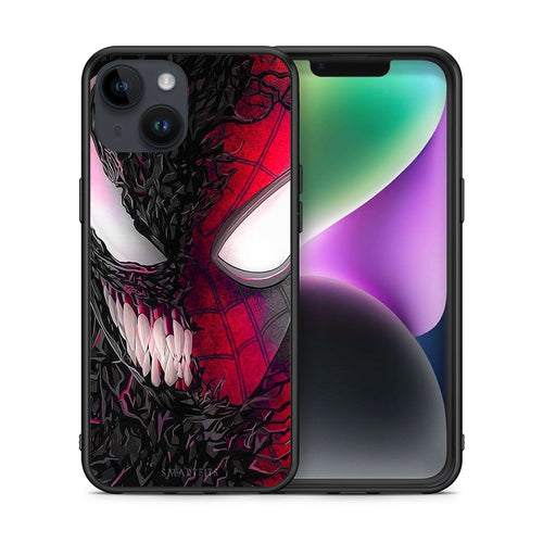 Θήκη iPhone 15 SpiderVenom PopArt από τη Smartfits με σχέδιο στο πίσω μέρος και μαύρο περίβλημα | iPhone 15 SpiderVenom PopArt case with colorful back and black bezels