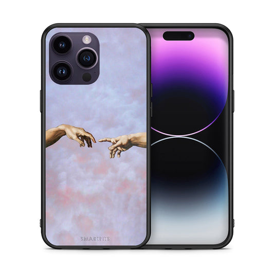 Θήκη iPhone 14 Pro Adam Hand από τη Smartfits με σχέδιο στο πίσω μέρος και μαύρο περίβλημα | iPhone 14 Pro Adam Hand case with colorful back and black bezels