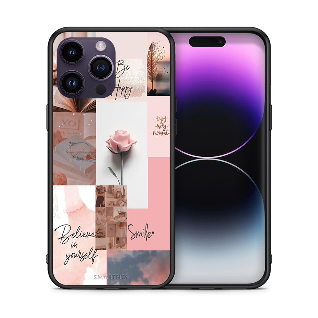 Θήκη iPhone 14 Pro Aesthetic Collage από τη Smartfits με σχέδιο στο πίσω μέρος και μαύρο περίβλημα | iPhone 14 Pro Aesthetic Collage case with colorful back and black bezels