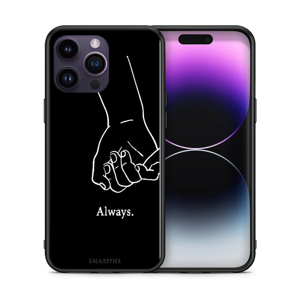 Θήκη Αγίου Βαλεντίνου iPhone 14 Pro Always & Forever 1 από τη Smartfits με σχέδιο στο πίσω μέρος και μαύρο περίβλημα | iPhone 14 Pro Always & Forever 1 case with colorful back and black bezels