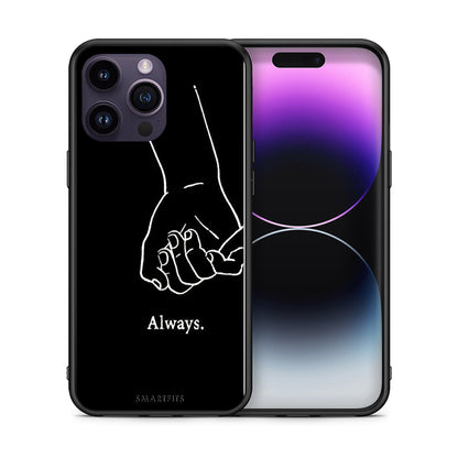 Θήκη Αγίου Βαλεντίνου iPhone 14 Pro Always & Forever 1 από τη Smartfits με σχέδιο στο πίσω μέρος και μαύρο περίβλημα | iPhone 14 Pro Always & Forever 1 case with colorful back and black bezels