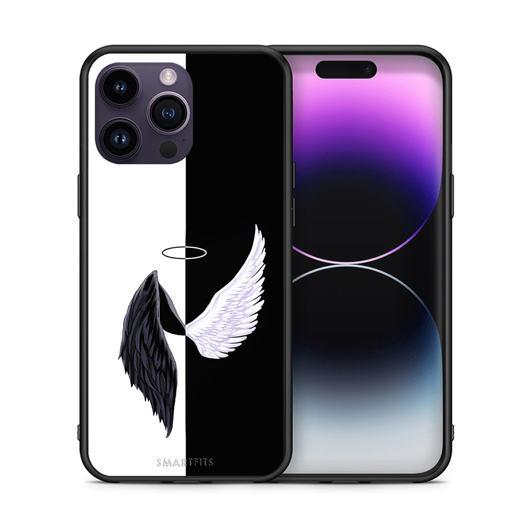 Θήκη iPhone 14 Pro Angels Demons από τη Smartfits με σχέδιο στο πίσω μέρος και μαύρο περίβλημα | iPhone 14 Pro Angels Demons case with colorful back and black bezels