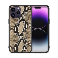 Thumbnail for Θήκη iPhone 14 Pro Fashion Snake Animal από τη Smartfits με σχέδιο στο πίσω μέρος και μαύρο περίβλημα | iPhone 14 Pro Fashion Snake Animal case with colorful back and black bezels