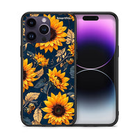 Thumbnail for Θήκη iPhone 14 Pro Autumn Sunflowers από τη Smartfits με σχέδιο στο πίσω μέρος και μαύρο περίβλημα | iPhone 14 Pro Autumn Sunflowers case with colorful back and black bezels