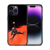 Thumbnail for Θήκη iPhone 14 Pro Basketball Hero από τη Smartfits με σχέδιο στο πίσω μέρος και μαύρο περίβλημα | iPhone 14 Pro Basketball Hero case with colorful back and black bezels