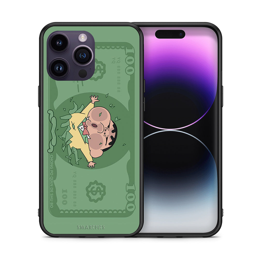 Θήκη Αγίου Βαλεντίνου iPhone 14 Pro Big Money από τη Smartfits με σχέδιο στο πίσω μέρος και μαύρο περίβλημα | iPhone 14 Pro Big Money case with colorful back and black bezels
